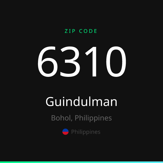 Shareable ZIP code 6310 card for Guindulman, dark theme