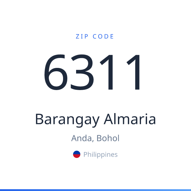 Shareable ZIP code 6311 card for Barangay Almaria, light theme