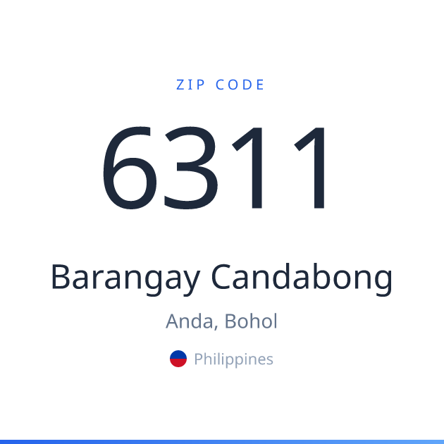 Shareable ZIP code 6311 card for Barangay Candabong, light theme
