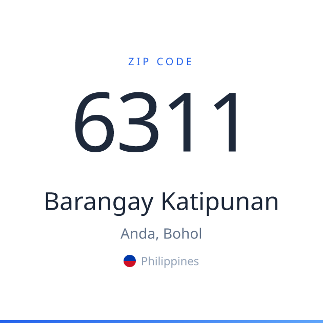 Shareable ZIP code 6311 card for Barangay Katipunan, light theme