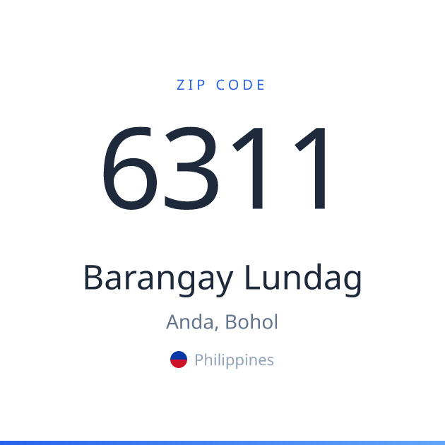 Shareable ZIP code 6311 card for Barangay Lundag, light theme