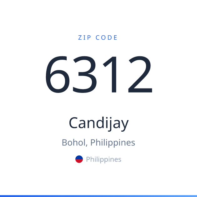 Shareable ZIP code 6312 card for Candijay, light theme