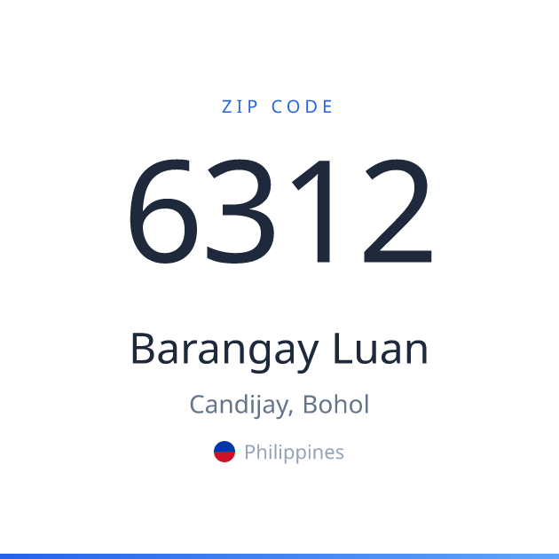 Shareable ZIP code 6312 card for Barangay Luan, light theme