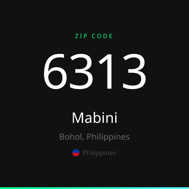 Shareable ZIP code 6313 card for Mabini, dark theme
