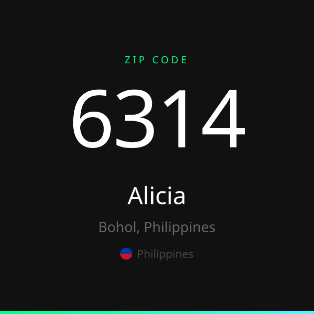 Shareable ZIP code 6314 card for Alicia, dark theme