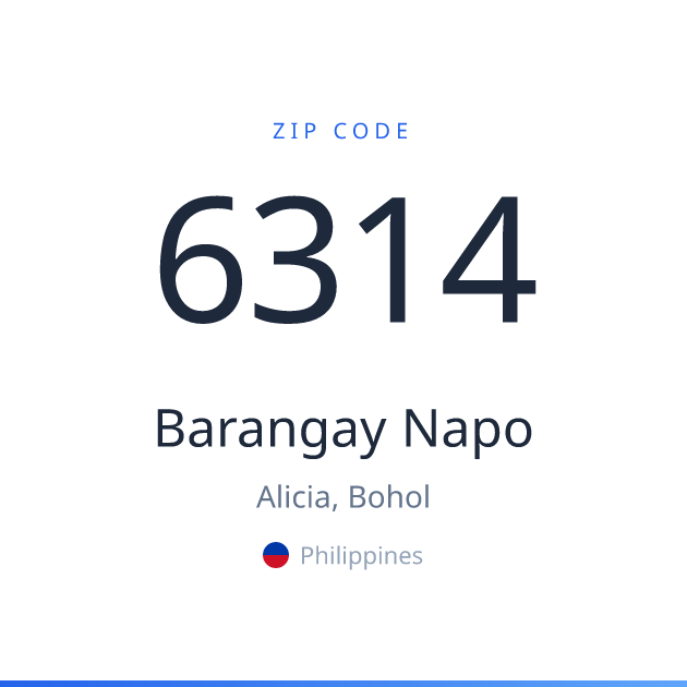 Shareable ZIP code 6314 card for Barangay Napo, light theme