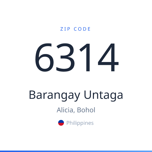 Shareable ZIP code 6314 card for Barangay Untaga, light theme