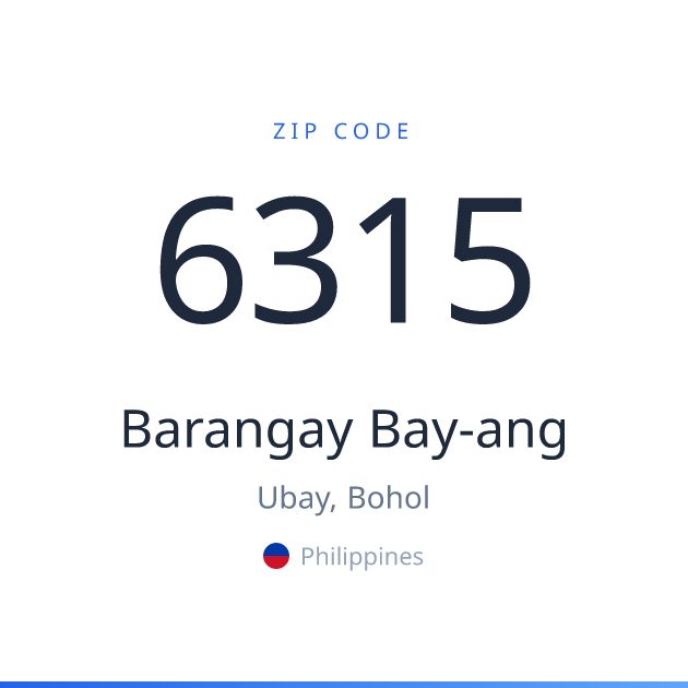 Shareable ZIP code 6315 card for Barangay Bay-ang, light theme