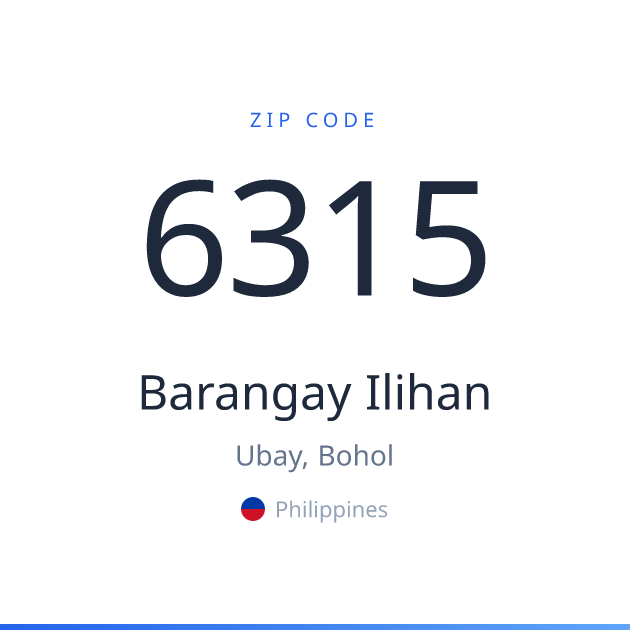 Shareable ZIP code 6315 card for Barangay Ilihan, light theme