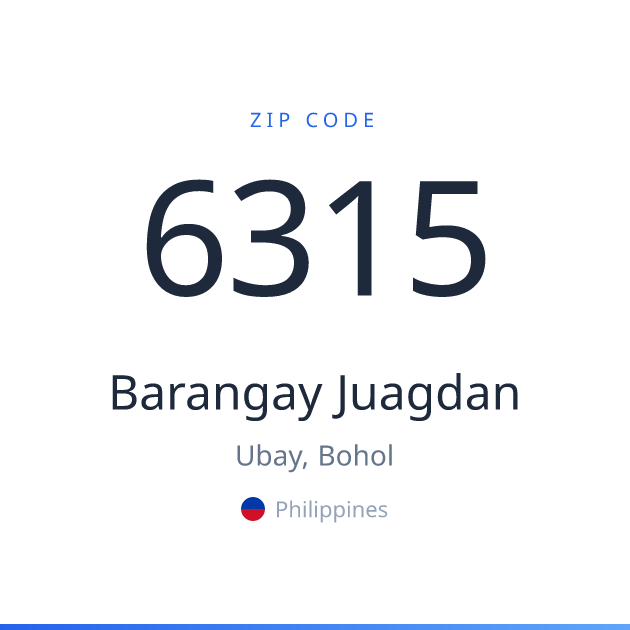 Shareable ZIP code 6315 card for Barangay Juagdan, light theme