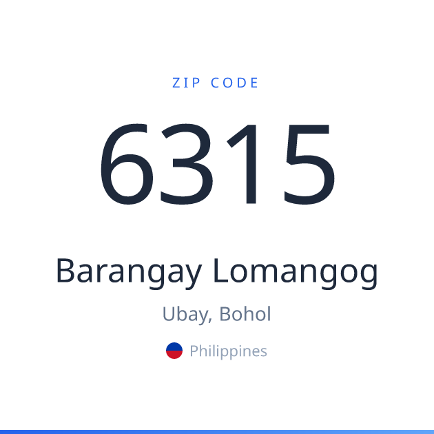 Shareable ZIP code 6315 card for Barangay Lomangog, light theme
