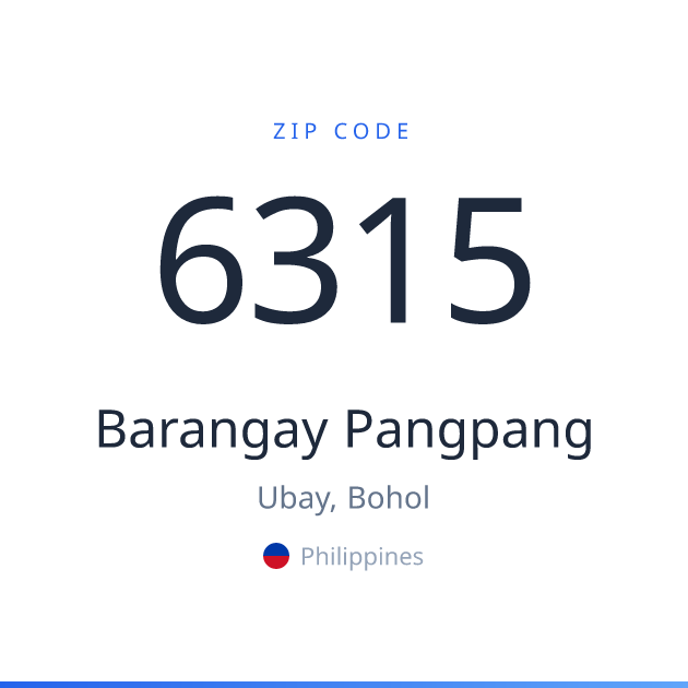 Shareable ZIP code 6315 card for Barangay Pangpang, light theme