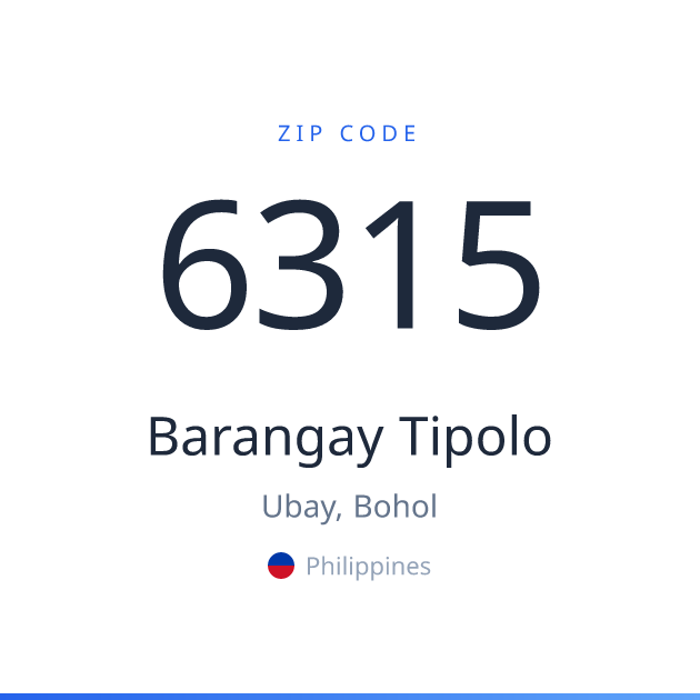 Shareable ZIP code 6315 card for Barangay Tipolo, light theme