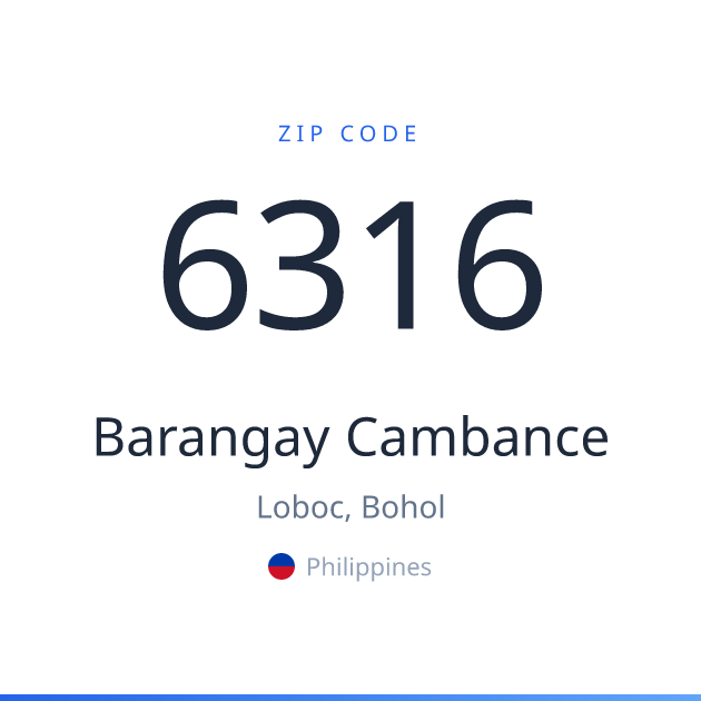 Shareable ZIP code 6316 card for Barangay Cambance, light theme