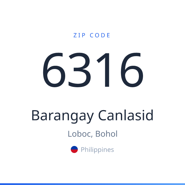 Shareable ZIP code 6316 card for Barangay Canlasid, light theme