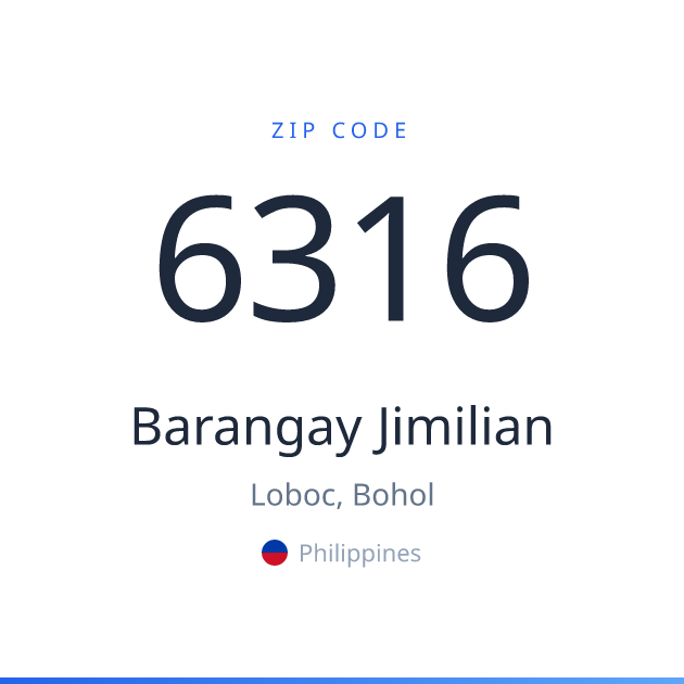 Shareable ZIP code 6316 card for Barangay Jimilian, light theme