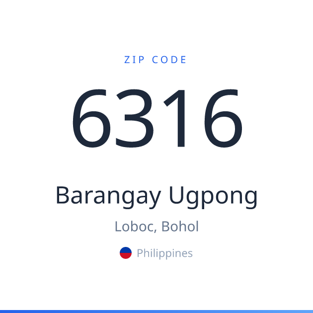 Shareable ZIP code 6316 card for Barangay Ugpong, light theme