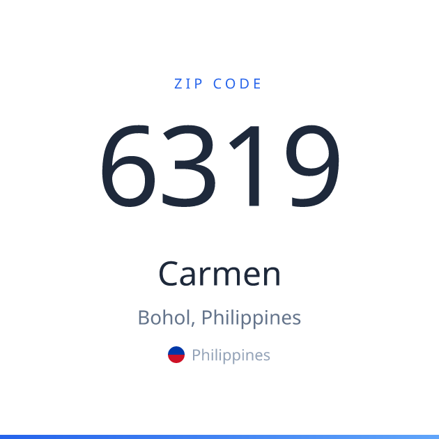 Shareable ZIP code 6319 card for Carmen, light theme