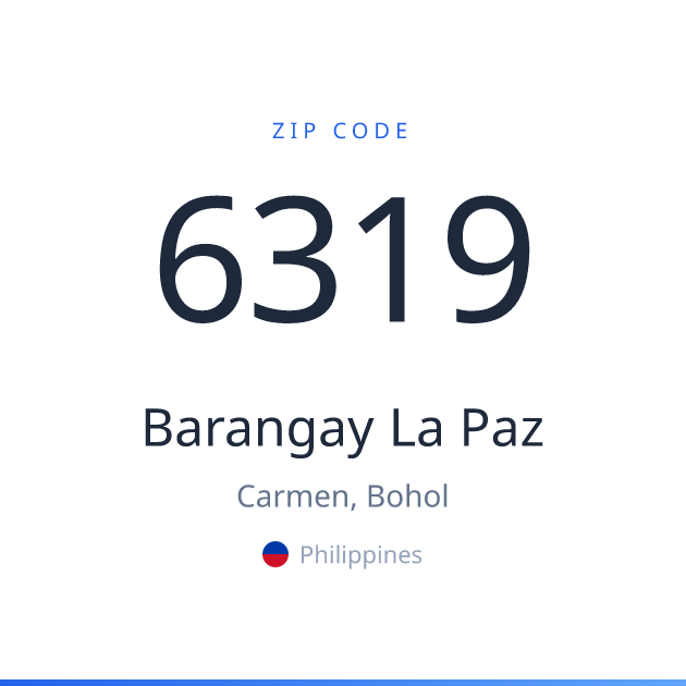Shareable ZIP code 6319 card for Barangay La Paz, light theme