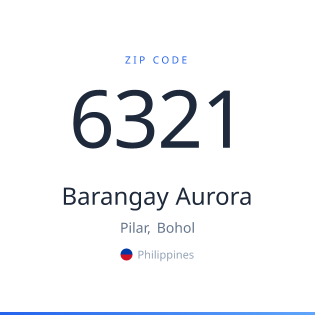 Shareable ZIP code 6321 card for Barangay Aurora, light theme