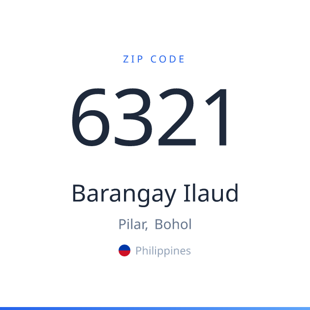 Shareable ZIP code 6321 card for Barangay Ilaud, light theme