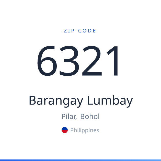 Shareable ZIP code 6321 card for Barangay Lumbay, light theme