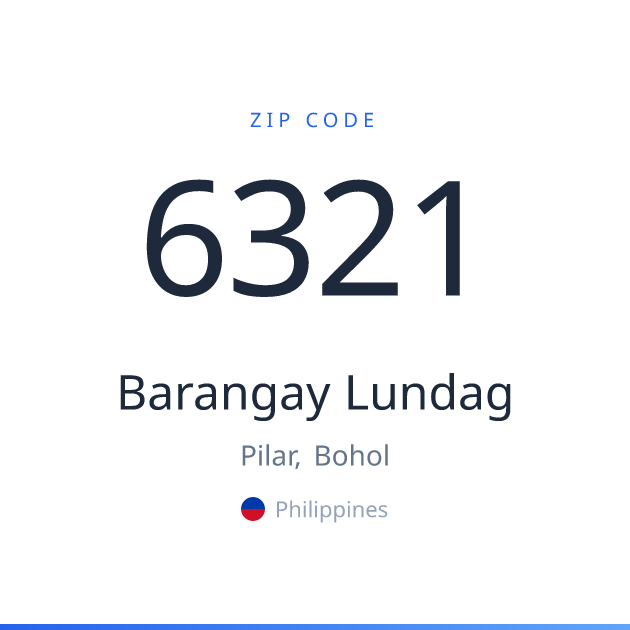 Shareable ZIP code 6321 card for Barangay Lundag, light theme