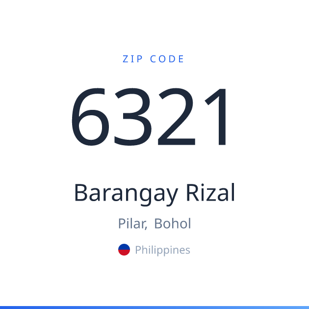 Shareable ZIP code 6321 card for Barangay Rizal, light theme