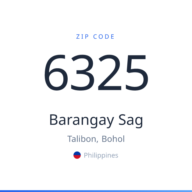 Shareable ZIP code 6325 card for Barangay Sag, light theme
