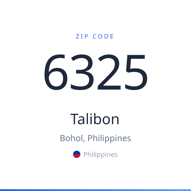 Shareable ZIP code 6325 card for Talibon, light theme