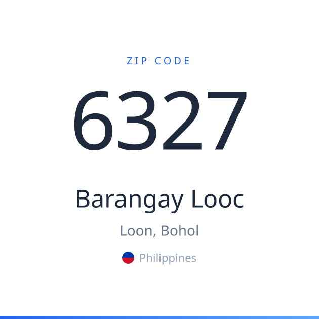 Shareable ZIP code 6327 card for Barangay Looc, light theme