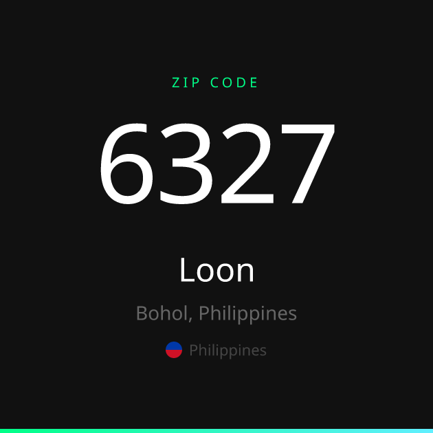 Shareable ZIP code 6327 card for Loon, dark theme
