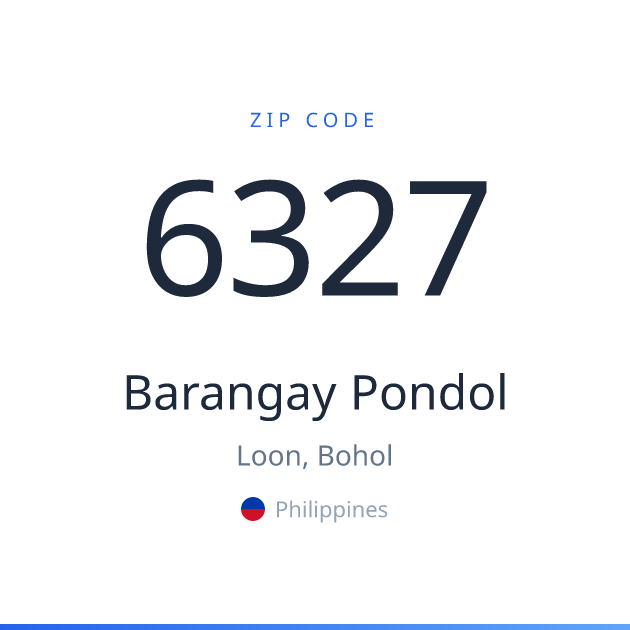 Shareable ZIP code 6327 card for Barangay Pondol, light theme