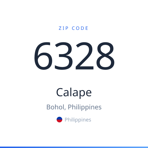 Shareable ZIP code 6328 card for Calape, light theme