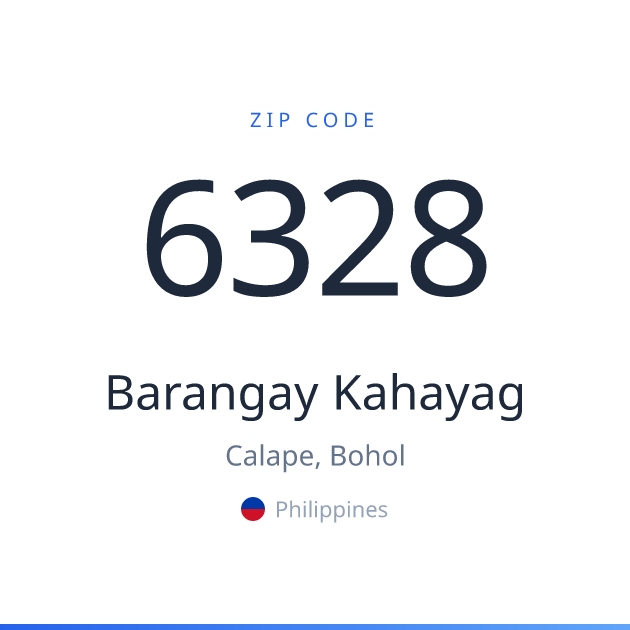 Shareable ZIP code 6328 card for Barangay Kahayag, light theme