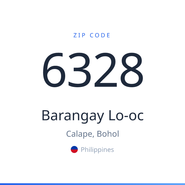 Shareable ZIP code 6328 card for Barangay Lo-oc, light theme