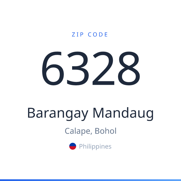 Shareable ZIP code 6328 card for Barangay Mandaug, light theme