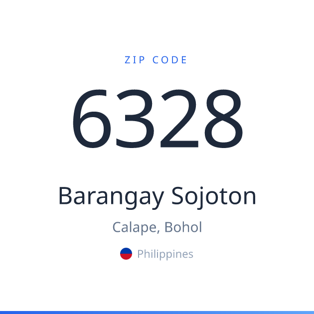 Shareable ZIP code 6328 card for Barangay Sojoton, light theme