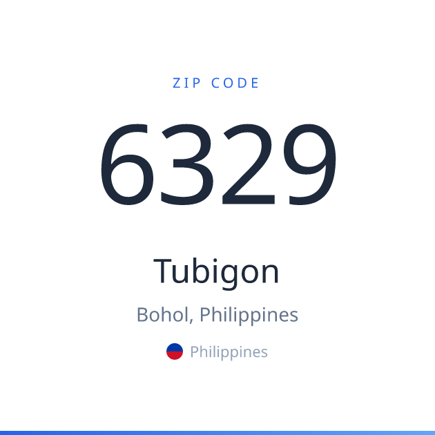 Shareable ZIP code 6329 card for Tubigon, light theme