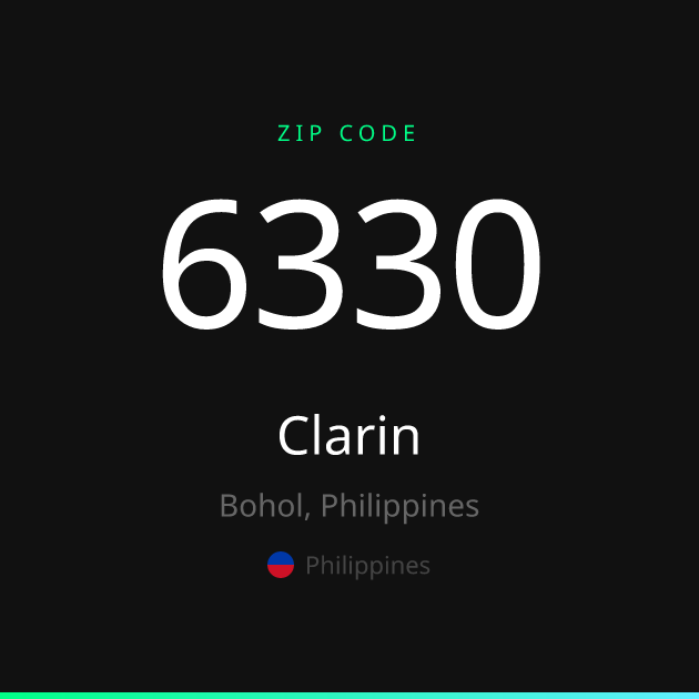 Shareable ZIP code 6330 card for Clarin, dark theme