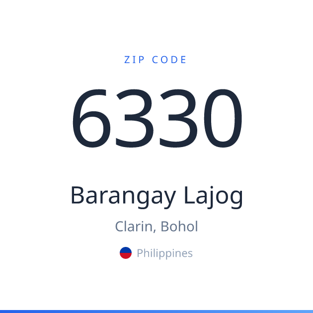 Shareable ZIP code 6330 card for Barangay Lajog, light theme