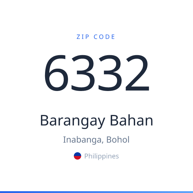 Shareable ZIP code 6332 card for Barangay Bahan, light theme