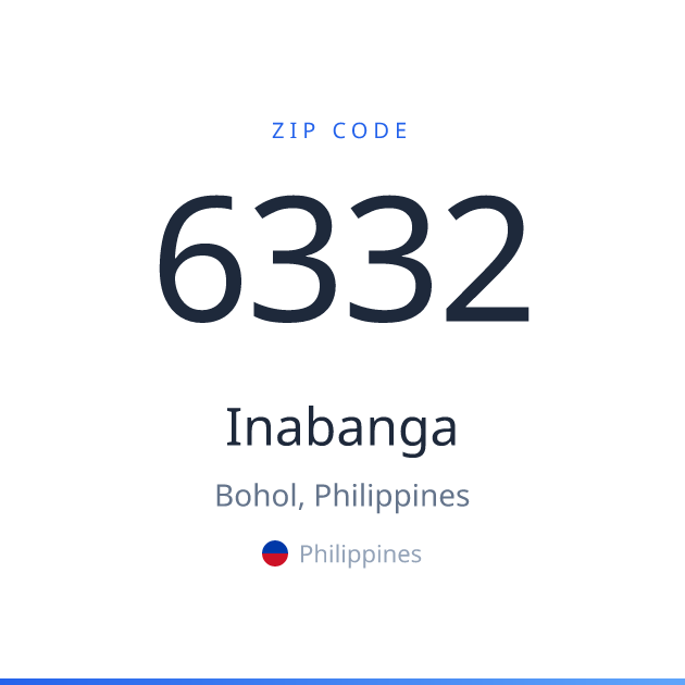 Shareable ZIP code 6332 card for Inabanga, light theme