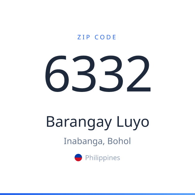 Shareable ZIP code 6332 card for Barangay Luyo, light theme