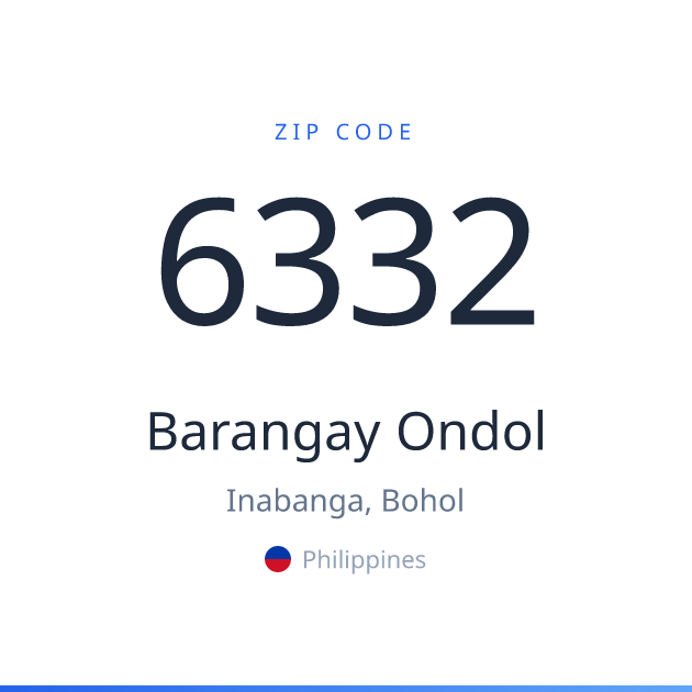 Shareable ZIP code 6332 card for Barangay Ondol, light theme