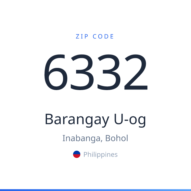 Shareable ZIP code 6332 card for Barangay U-og, light theme