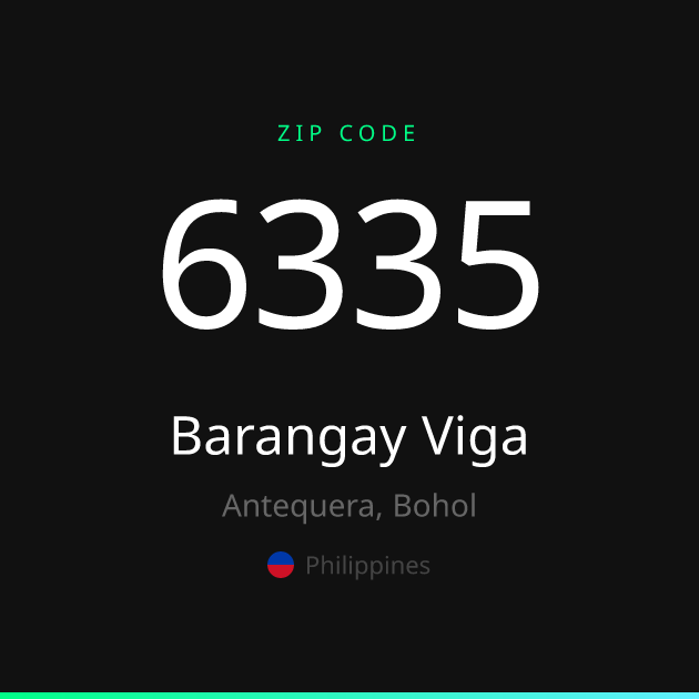 Shareable ZIP code 6335 card for Barangay Viga, dark theme