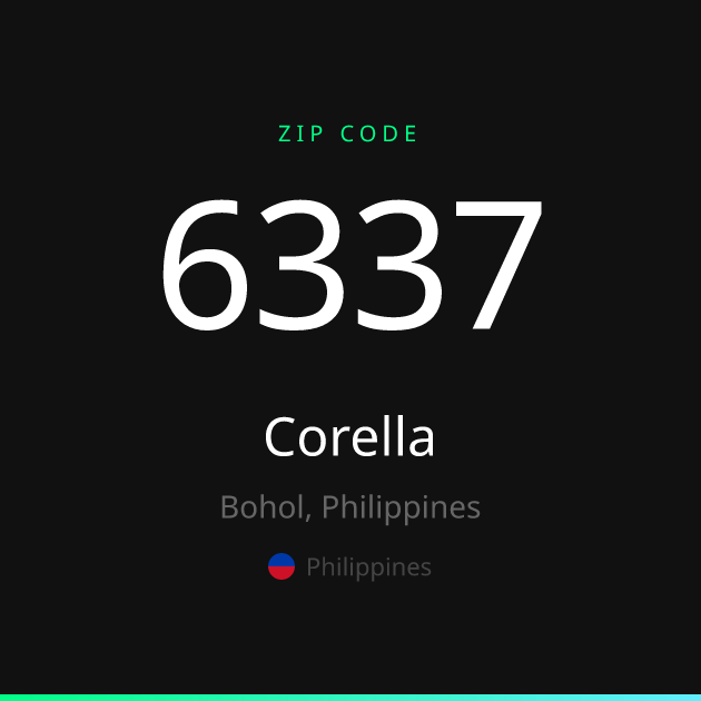 Shareable ZIP code 6337 card for Corella, dark theme