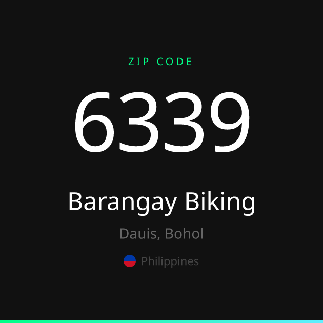 Shareable ZIP code 6339 card for Barangay Biking, dark theme