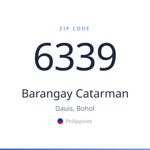 Shareable ZIP code 6339 card for Barangay Catarman, light theme